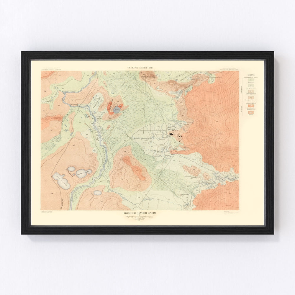 Firehole Geyser Basin Vintage Map 1904
