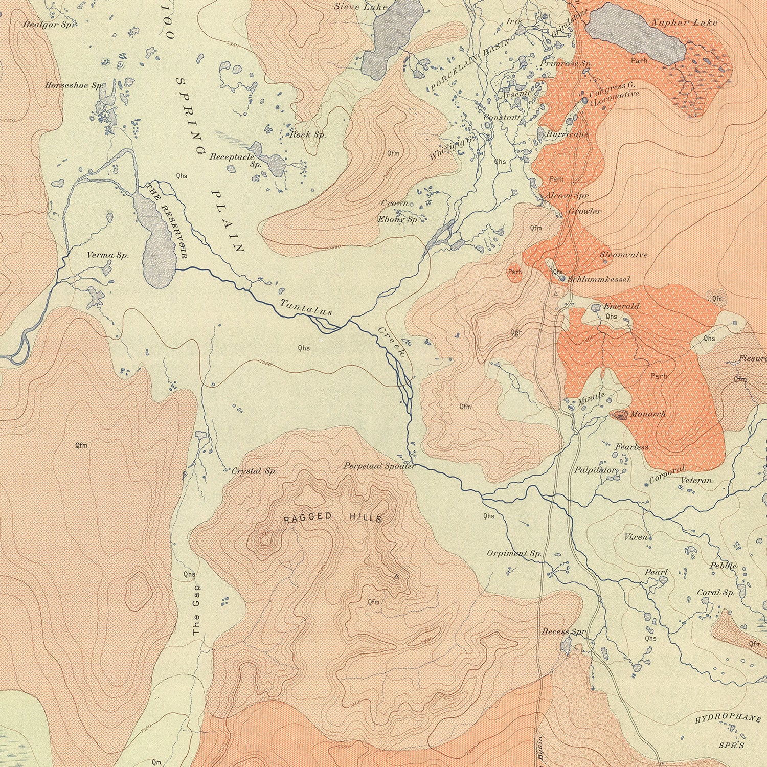 Restored historic details from the 1904 national park map of County, Wyoming