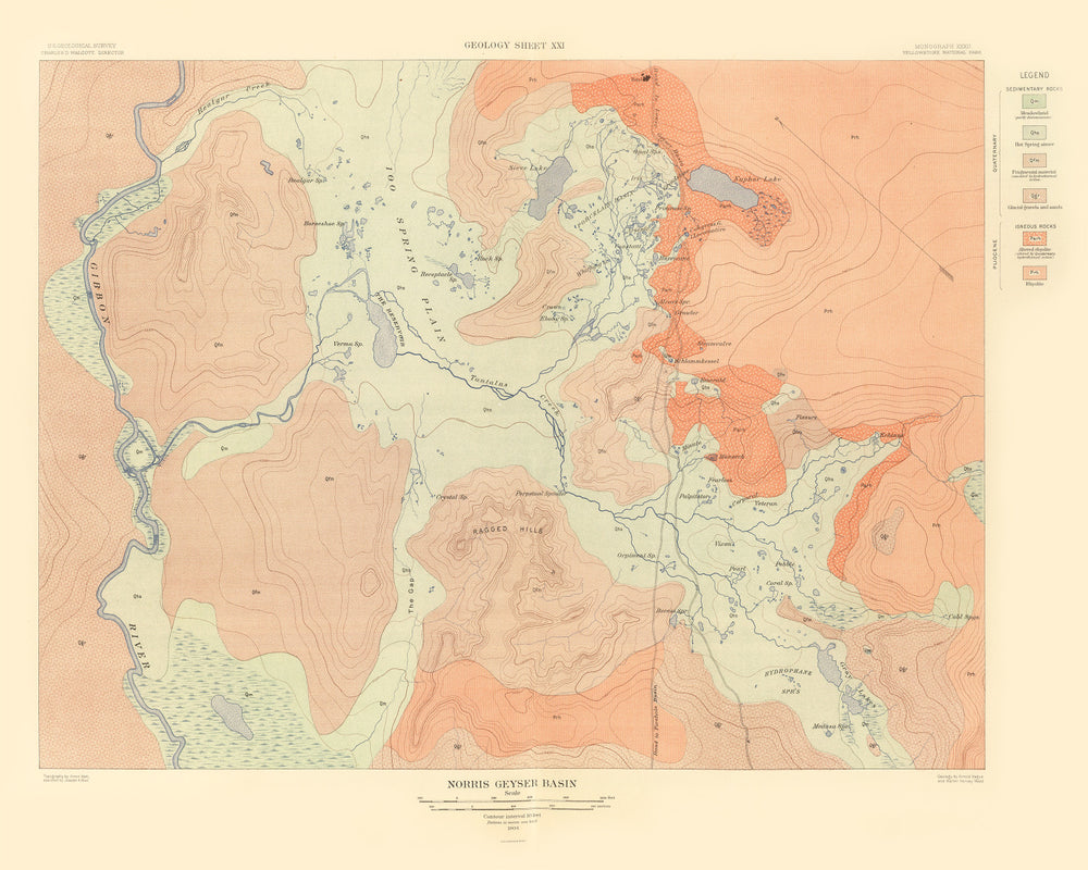 Vintage Map of Norris Geyser Basin 1904 print style example