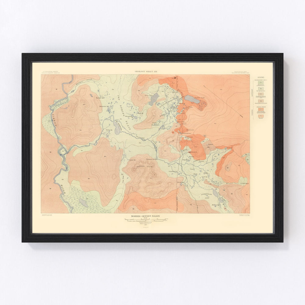 Norris Geyser Basin Vintage Map 1904