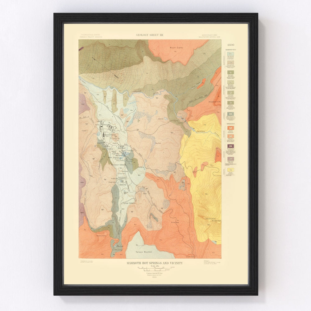 Mammoth Hot Springs Vintage Map 1904