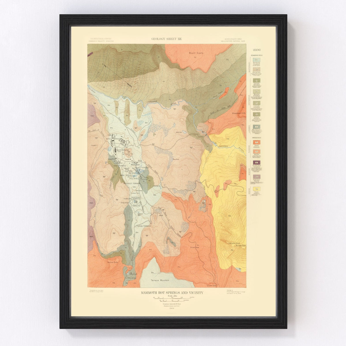 Mammoth Hot Springs Vintage Map 1904