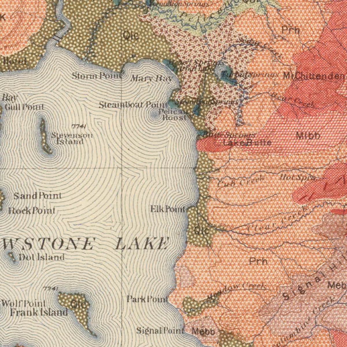 Restored historic details from the 1904 national park map of County, Wyoming