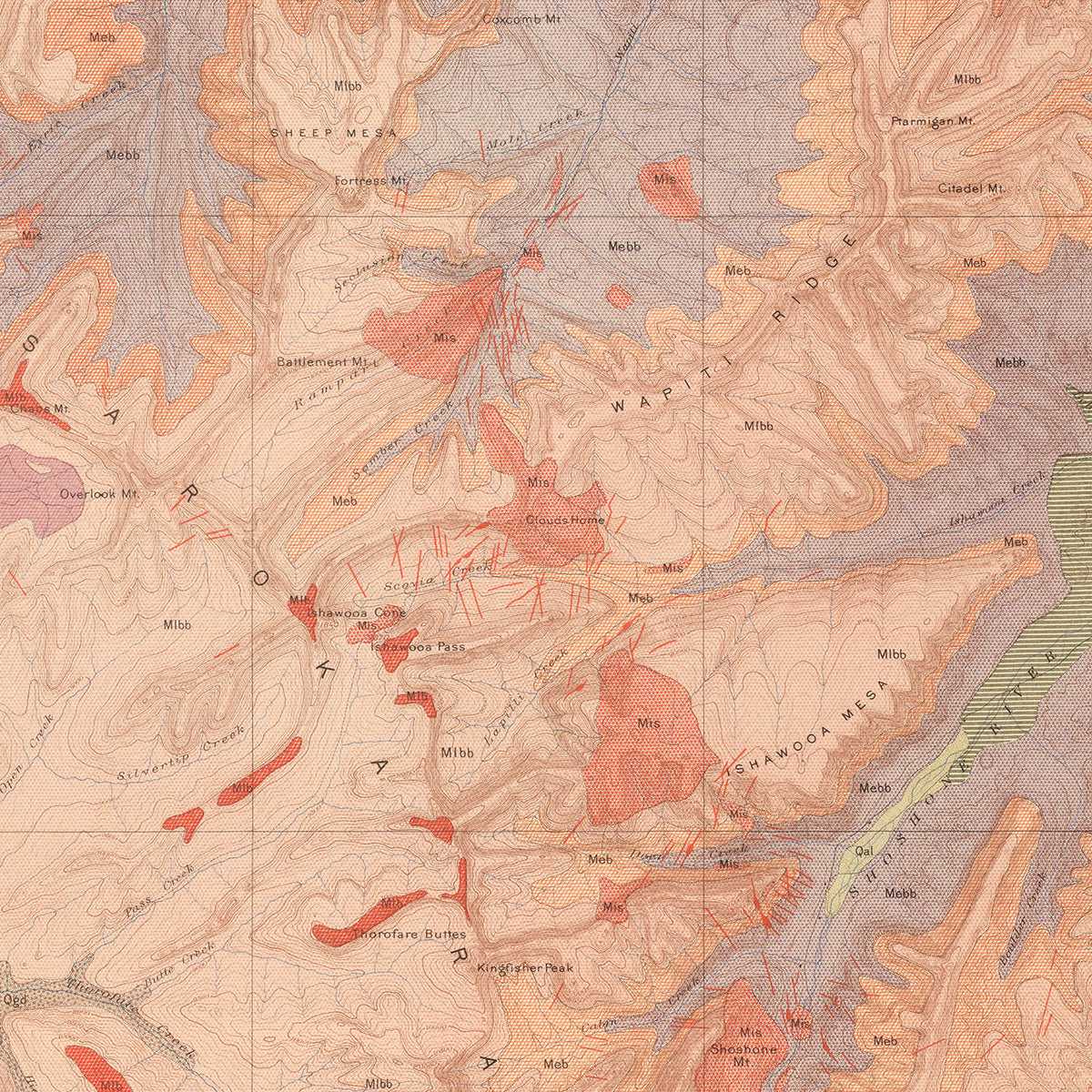 Restored historic details from the 1904 national park map of County, Wyoming