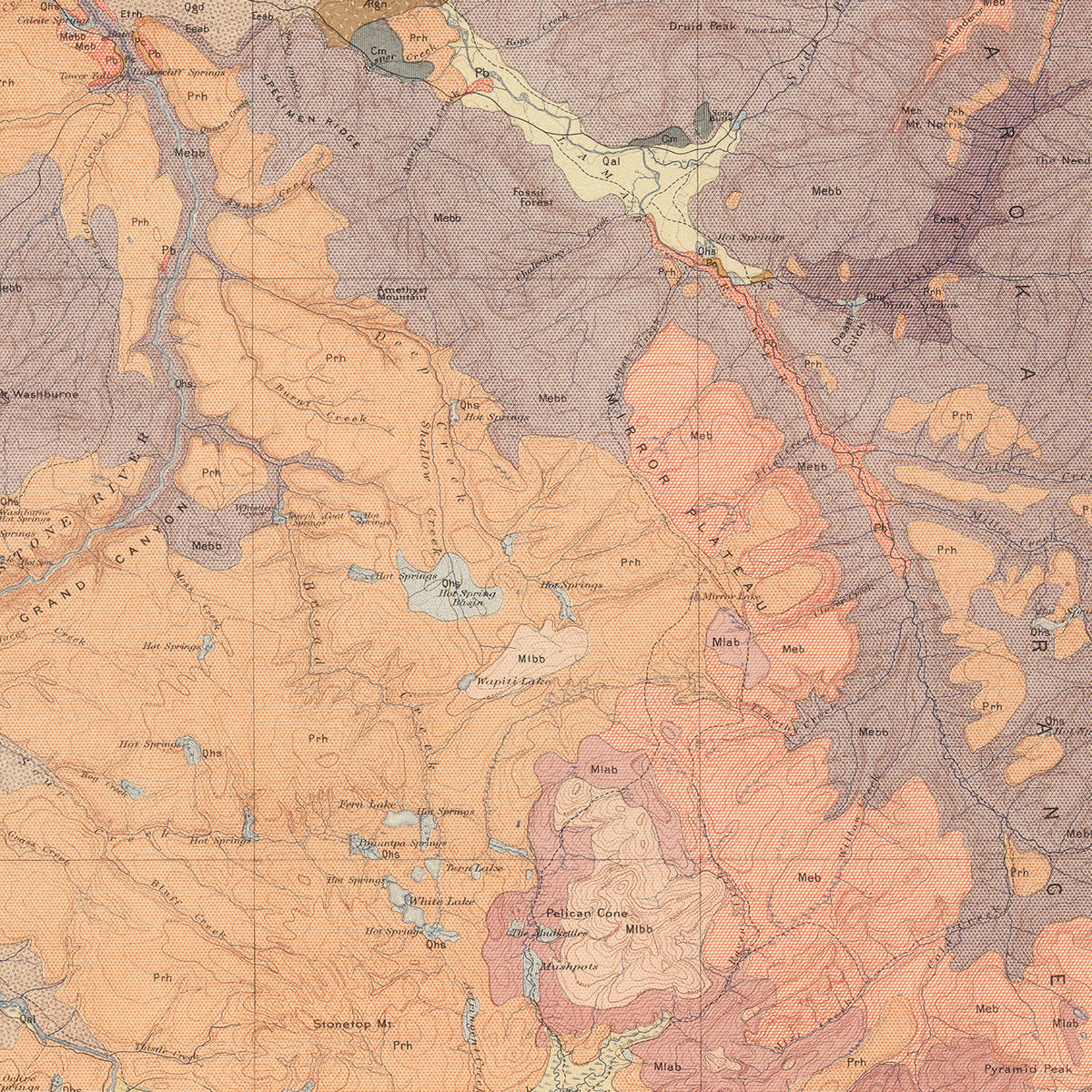 Restored historic details from the 1904 national park map of County, Wyoming