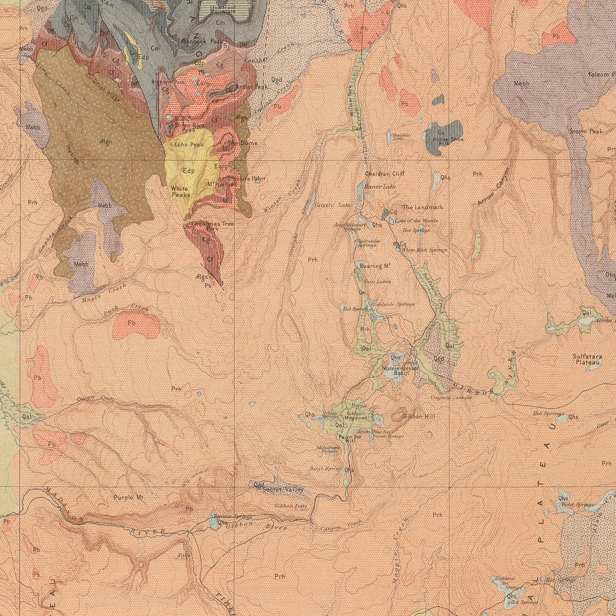Restored historic details from the 1904 national park map of County, Wyoming