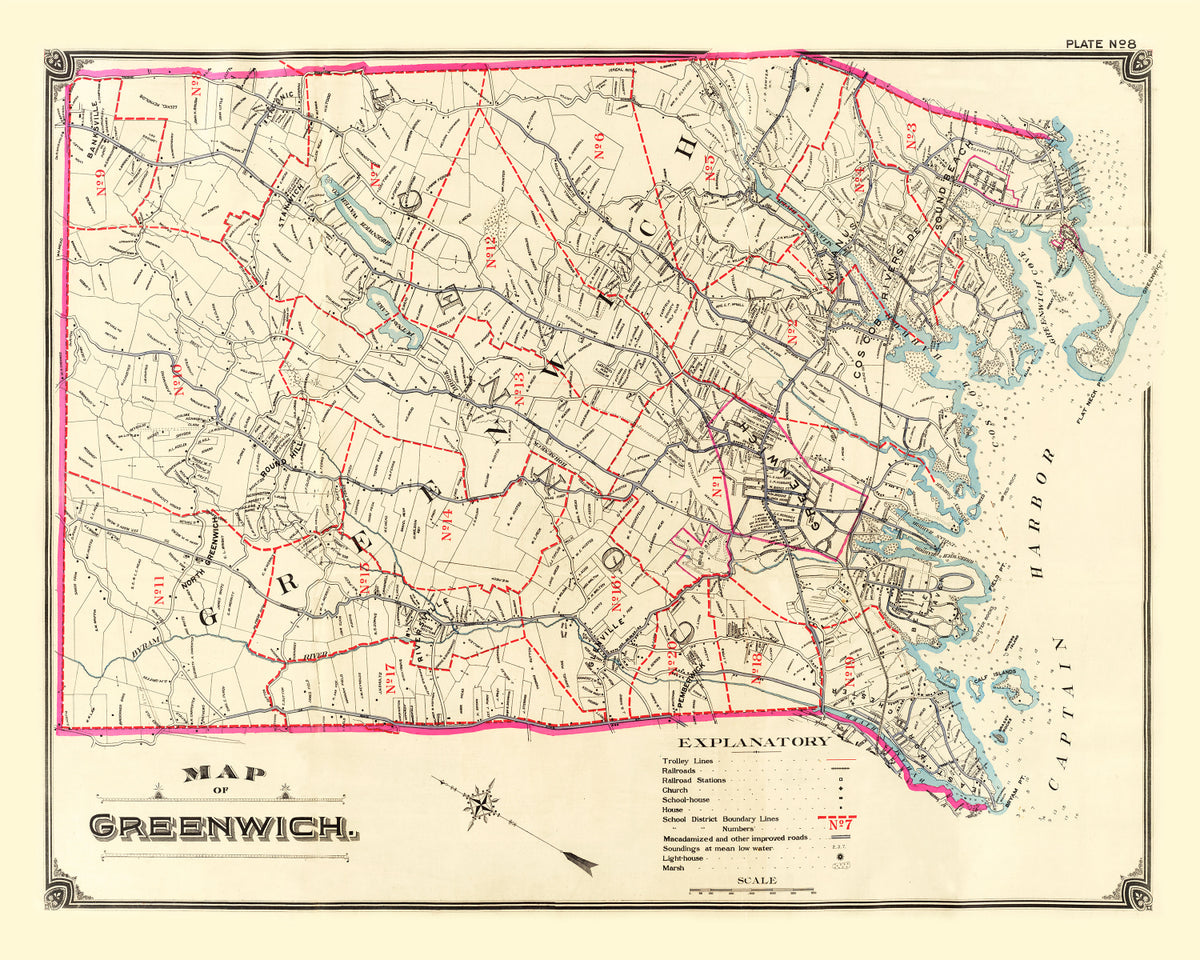 Preview of Vintage Map of Greenwich, Connecticut 1900