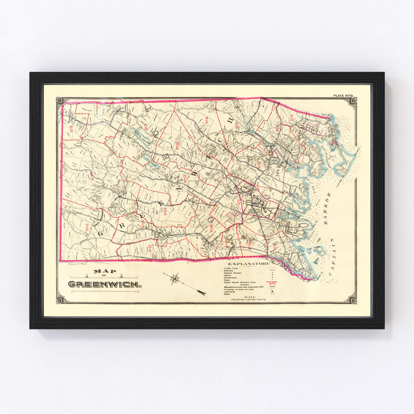 Greenwich Vintage Map 1900