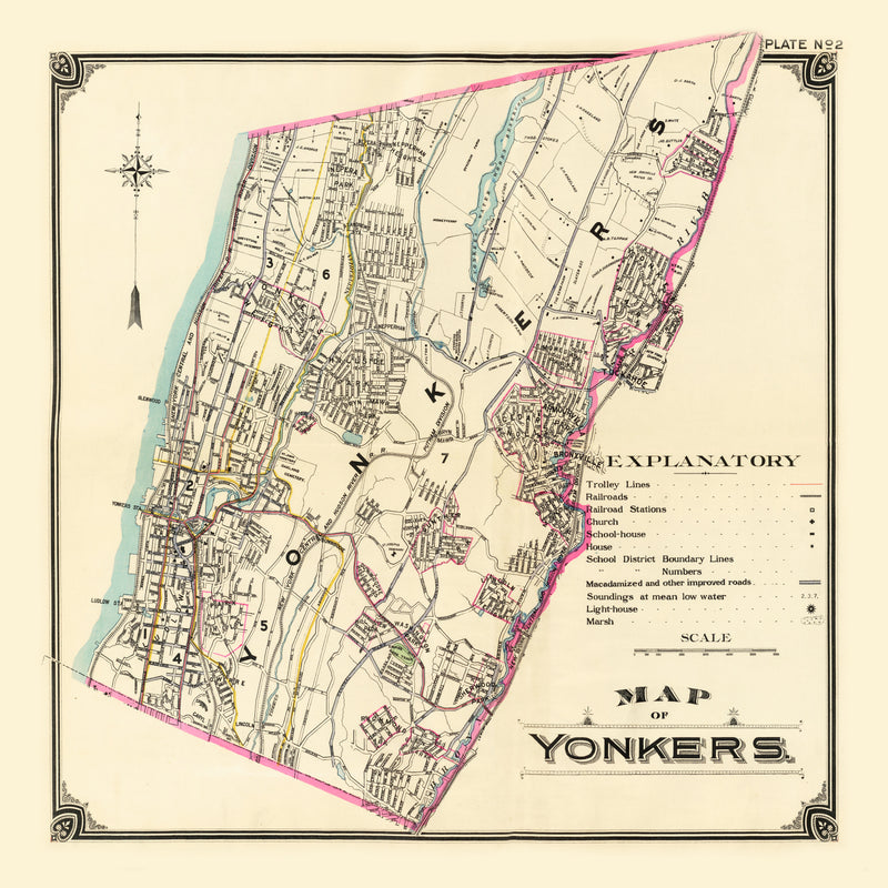 Size comparison using Vintage Map of Yonkers, New York 1900