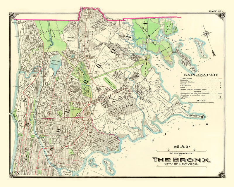 Size comparison using Vintage Map of Bronx, New York 1900