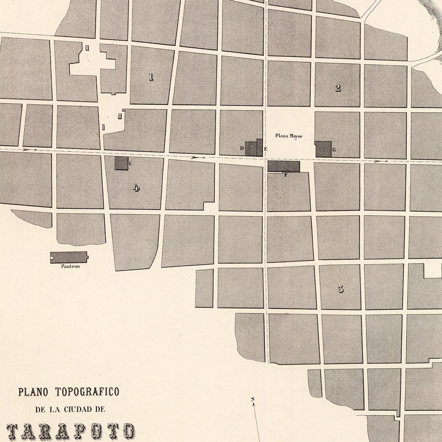 Restored historic details from the 1865 city map of Tarapoto