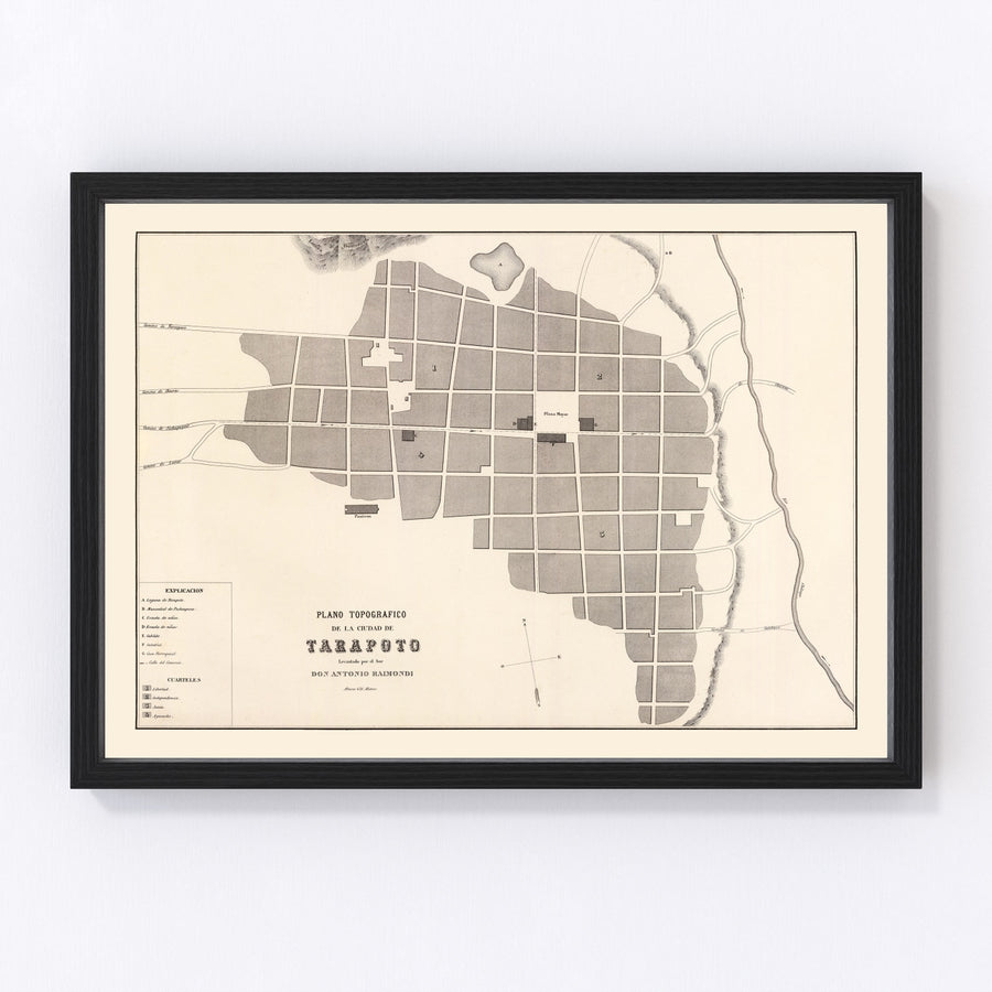Vintage Map of Tarapoto, Peru 1865