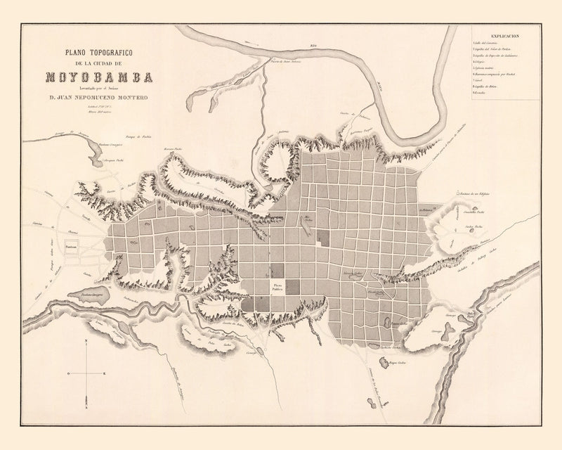 Size comparison using Vintage Map of Moyobamba, Peru 1865