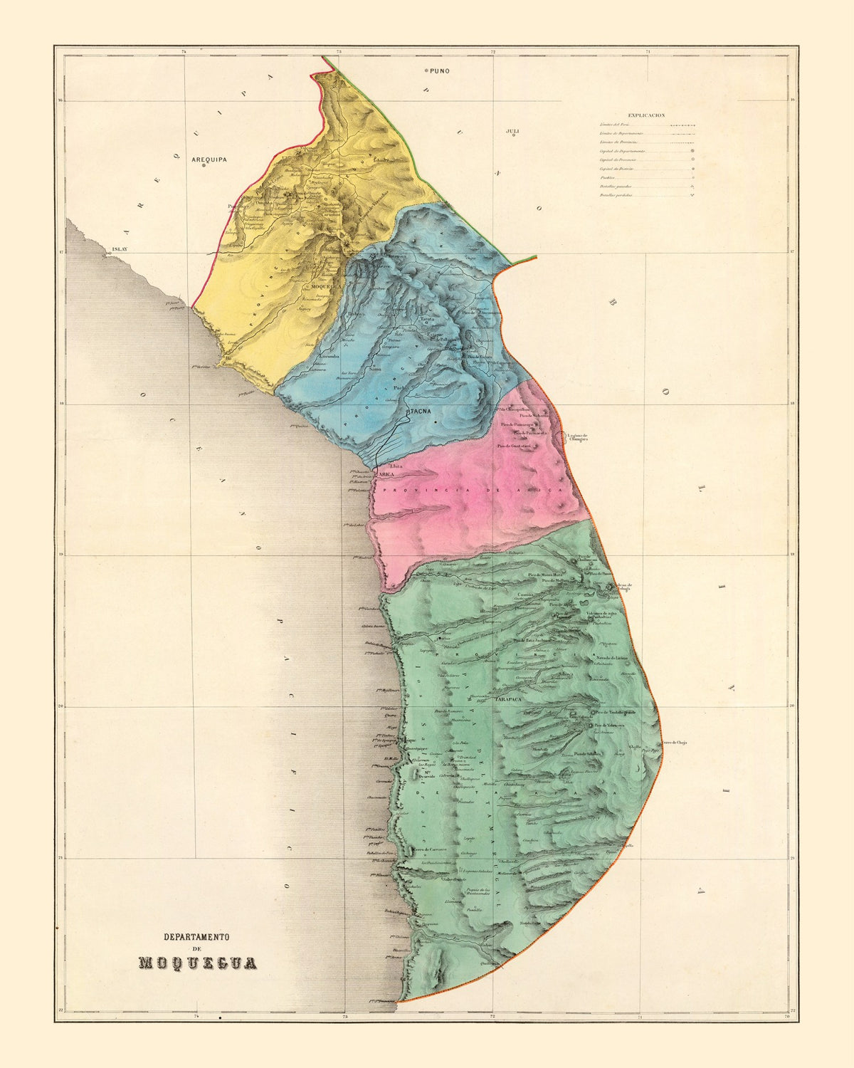 Preview of Vintage Map of Moquegua, Peru 1865