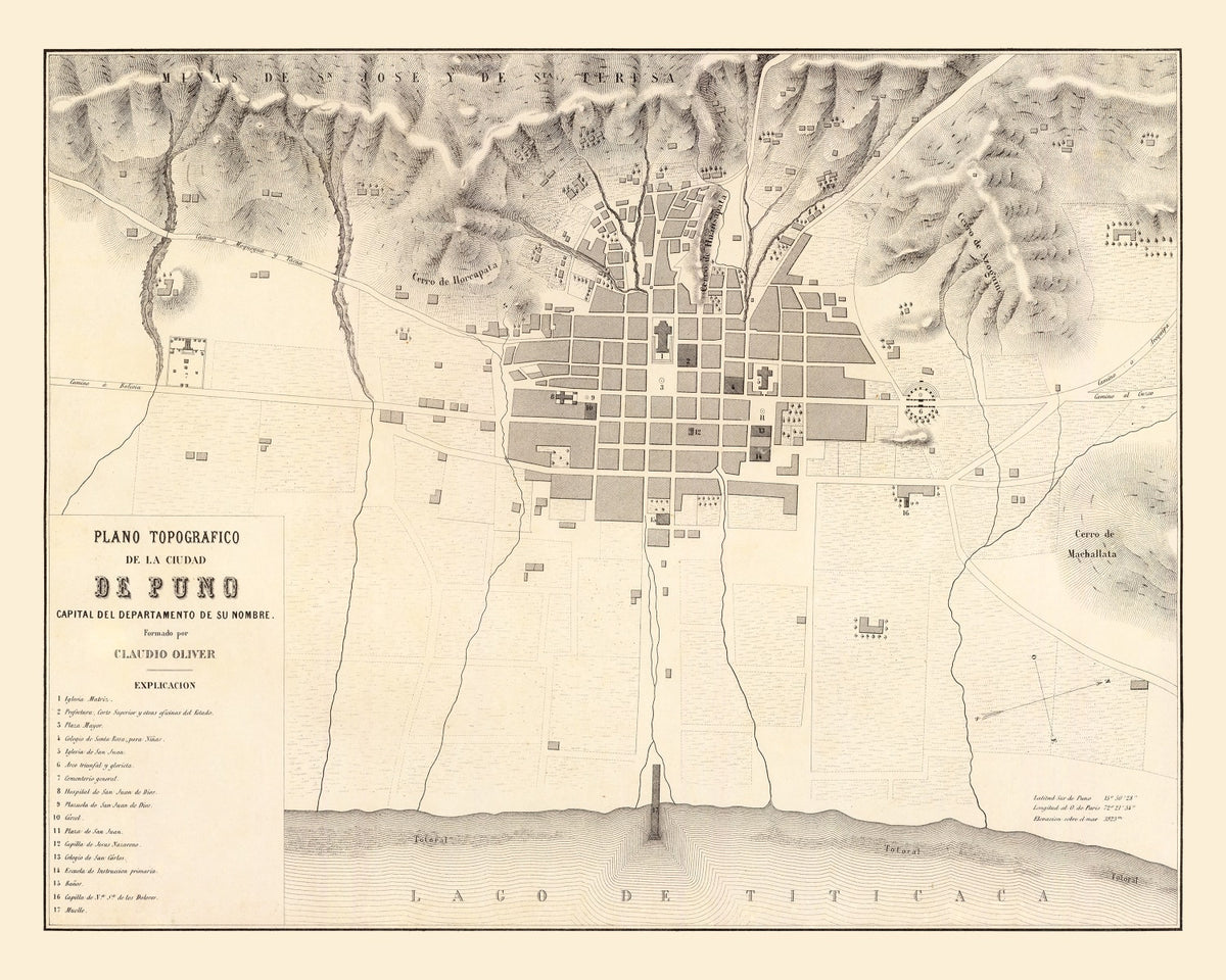 Preview of Vintage Map of Puno, Peru 1865