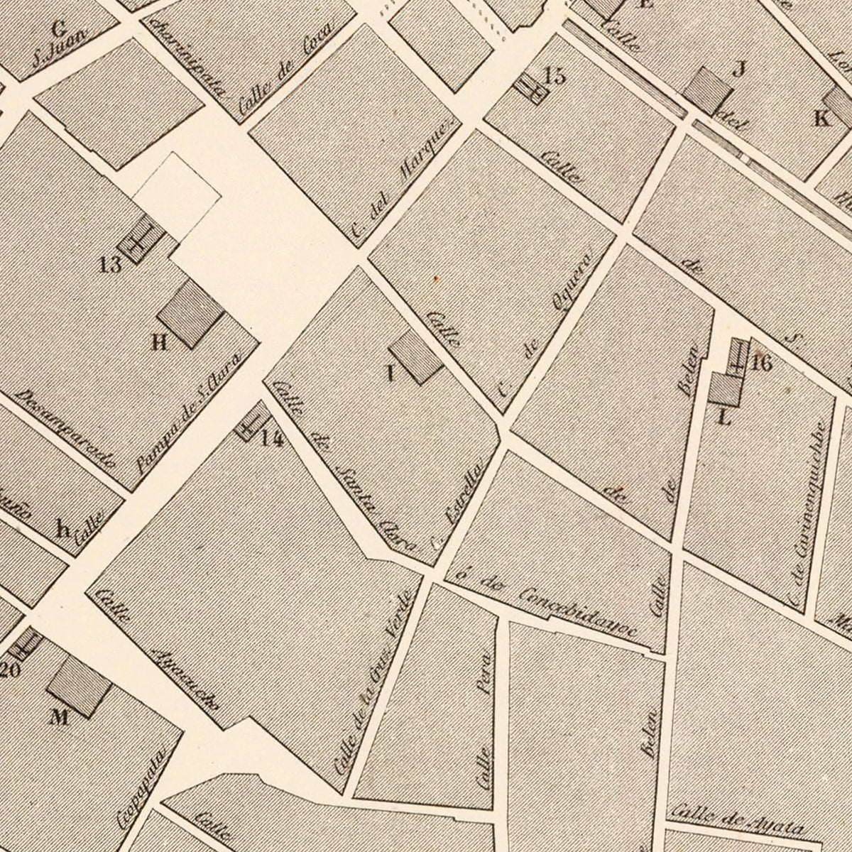 Restored historic details from the 1865 city map of Cuzco