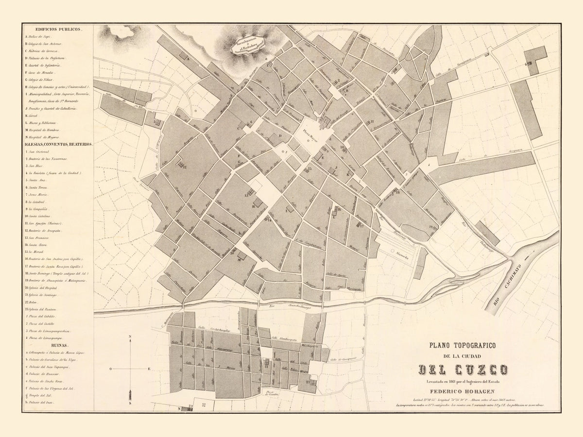 Preview of Vintage Map of Cuzco, Peru 1865