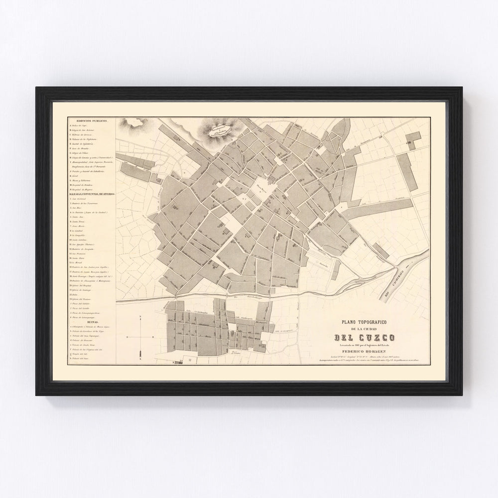 Cuzco Vintage Map 1865