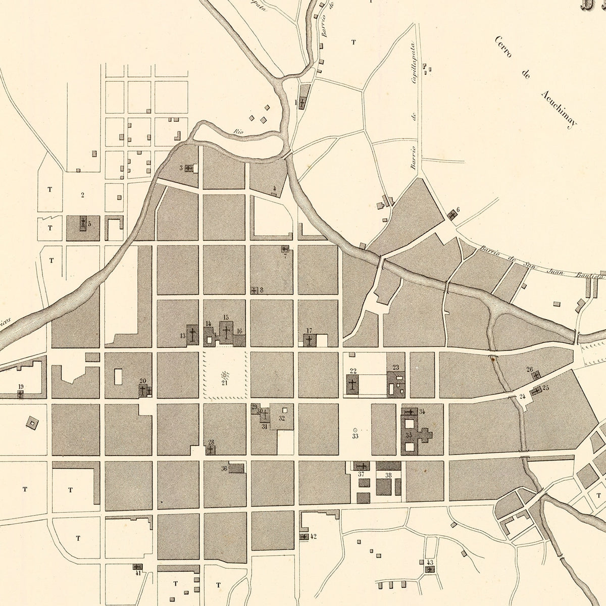 Restored historic details from the 1865 city map of Ayacucho