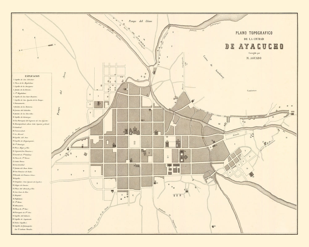 Vintage Map of Ayacucho, Peru 1865 print style example