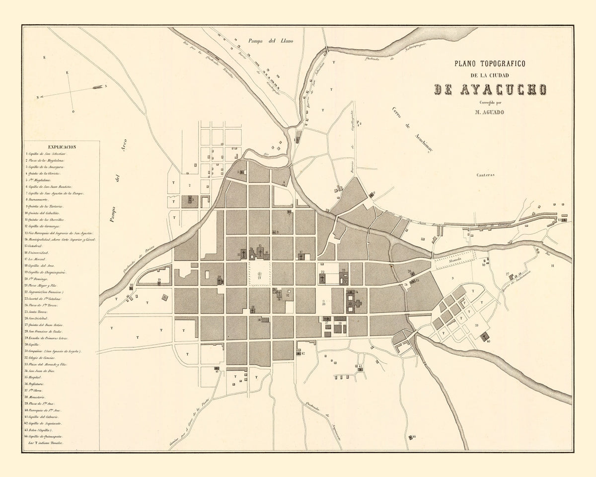 Preview of Vintage Map of Ayacucho, Peru 1865