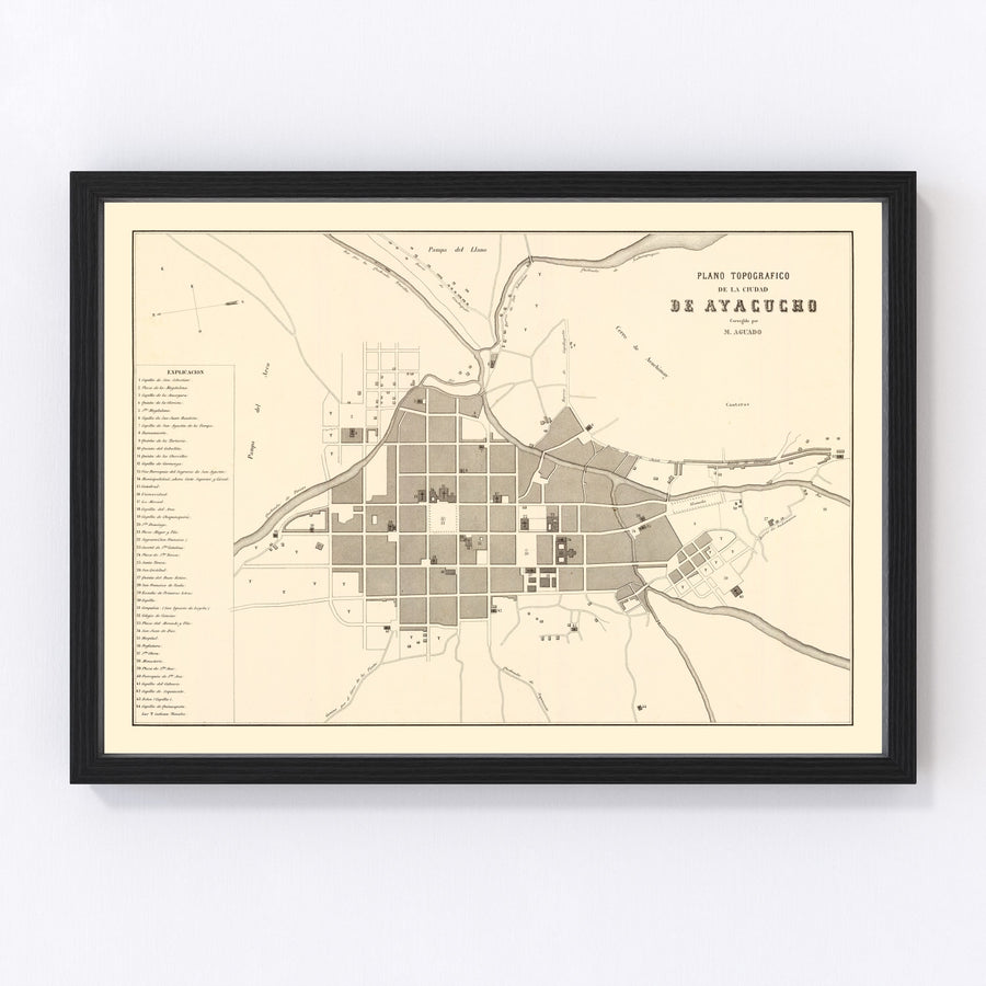Ayacucho Vintage Map 1865