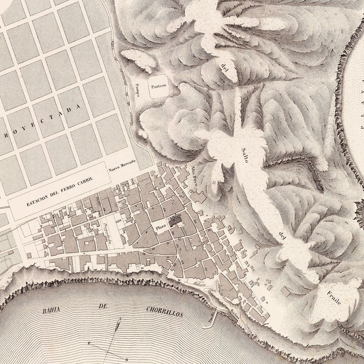 Restored historic details from the 1865 city map of Chorrillos
