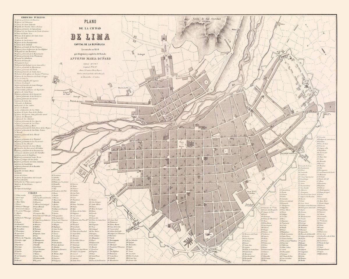 Preview of Vintage Map of Lima, Peru 1865