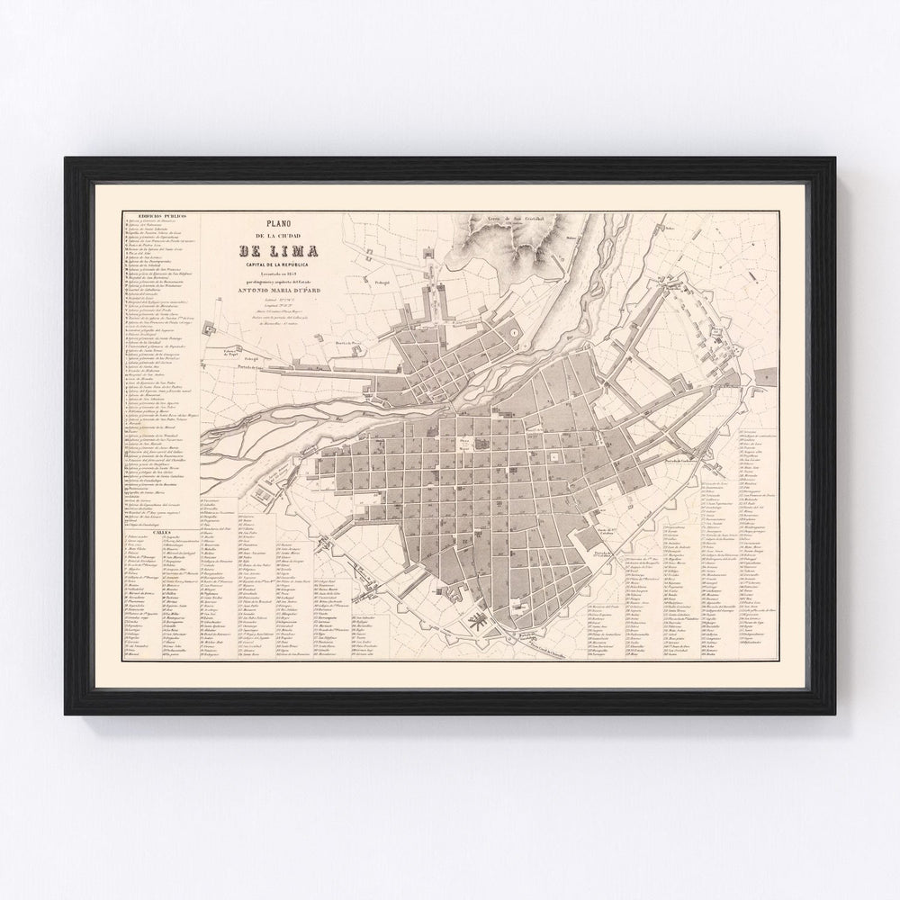 Lima Vintage Map 1865