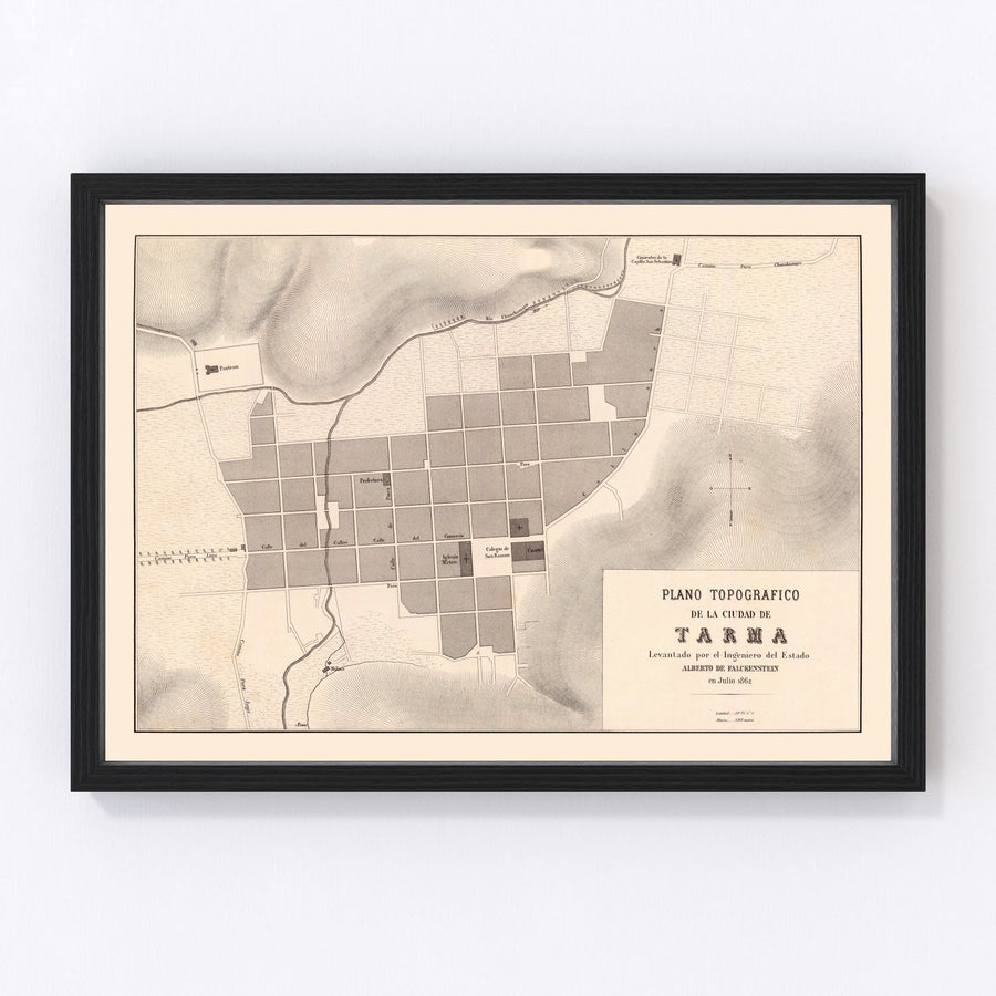 Vintage Map of Tarma, Peru 1865