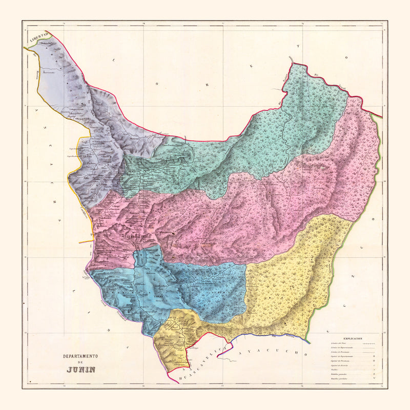 Size comparison using Vintage Map of Junin, Peru 1865