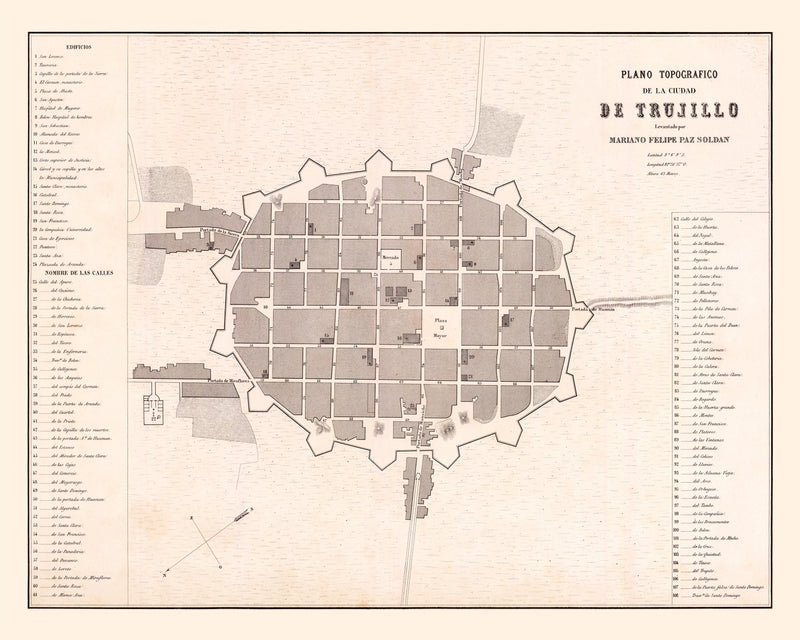 Size comparison using Vintage Map of Trujillo, Peru 1865