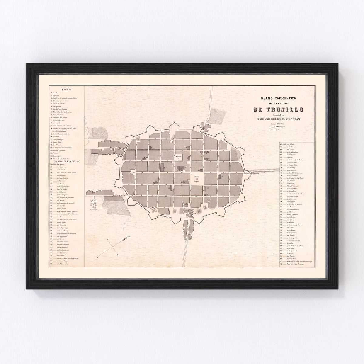 Trujillo Vintage Map 1865