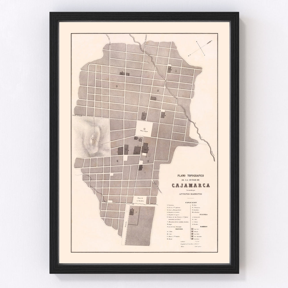 Cajamarca Vintage Map 1865