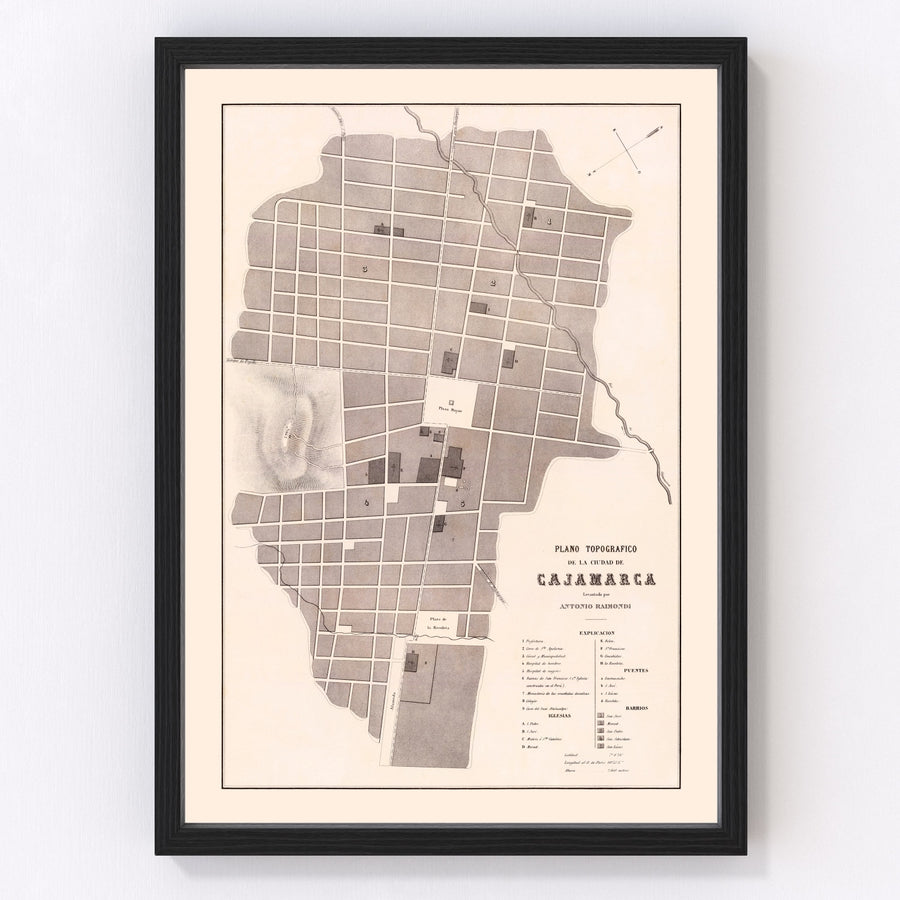 Cajamarca Vintage Map 1865