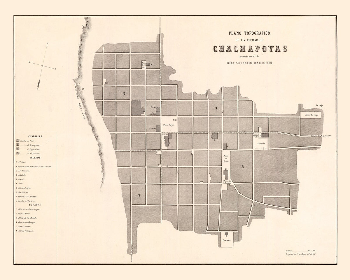 Preview of Vintage Map of Chachapoyas, Peru 1865