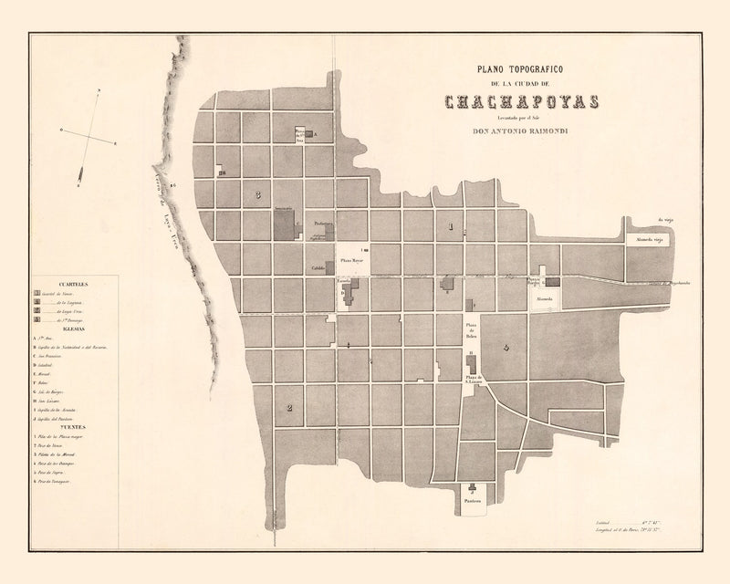 Size comparison using Vintage Map of Chachapoyas, Peru 1865