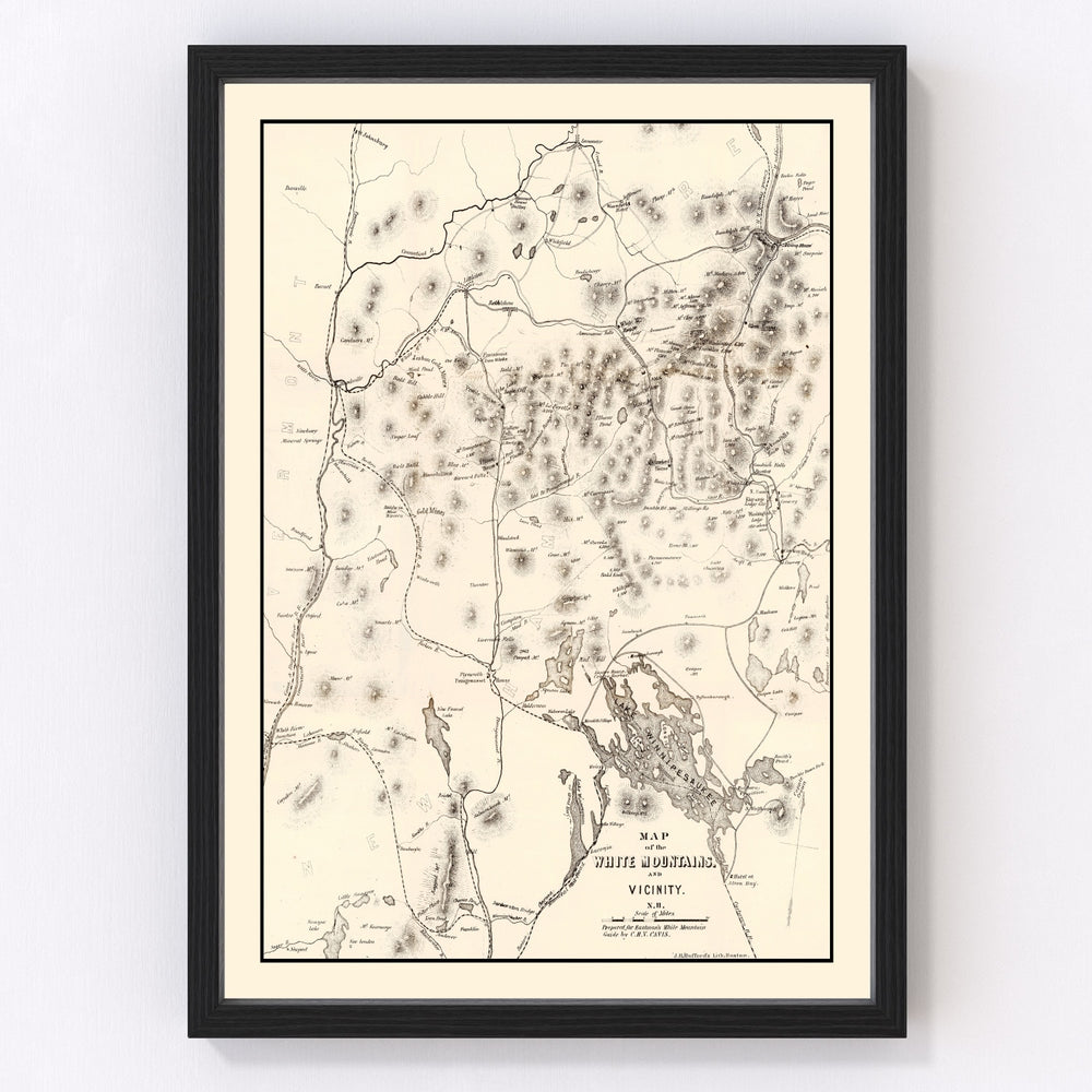 White Mountains Vintage Map 1872