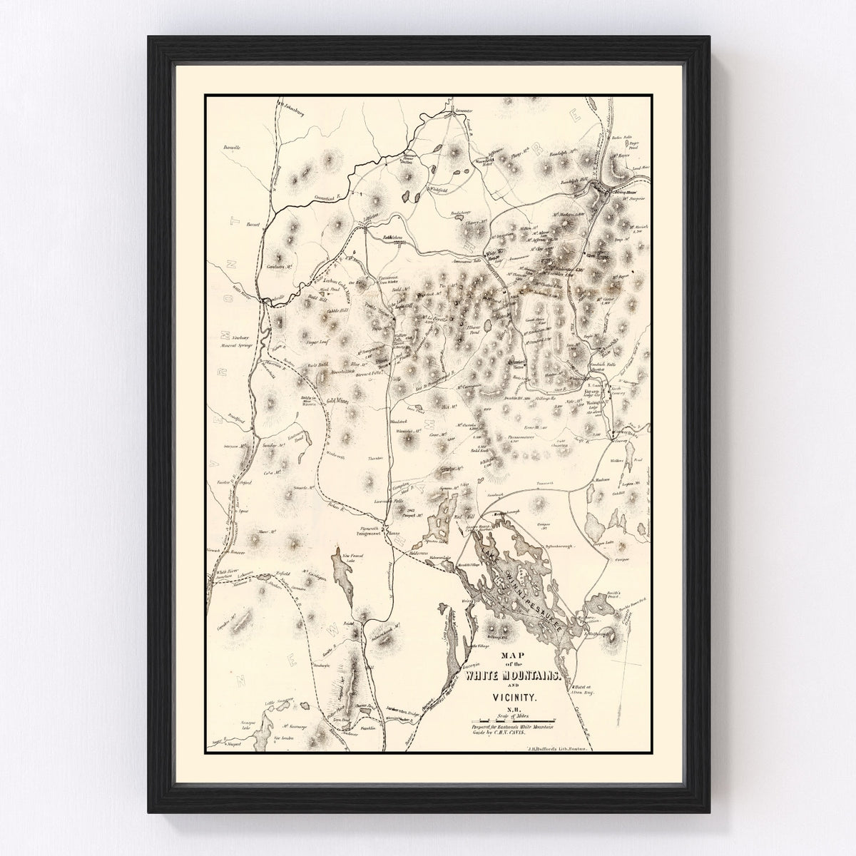 White Mountains Vintage Map 1872