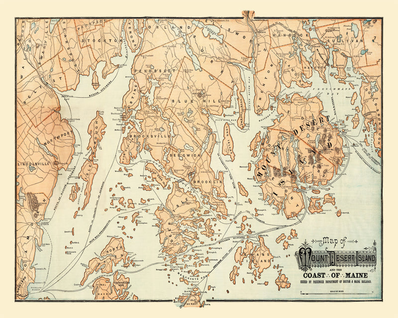 Size comparison using Vintage Map of Mount Desert Island, 1890
