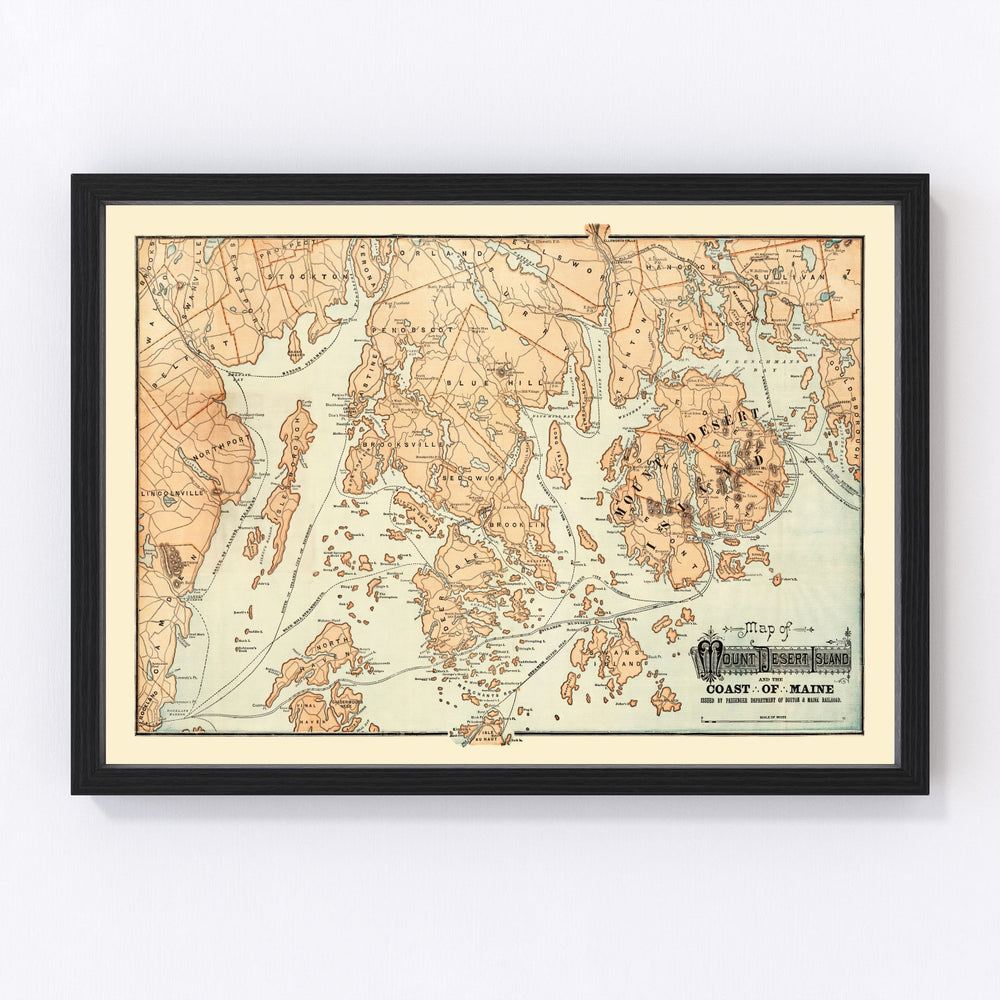 Mount Desert Island Vintage Map 1890