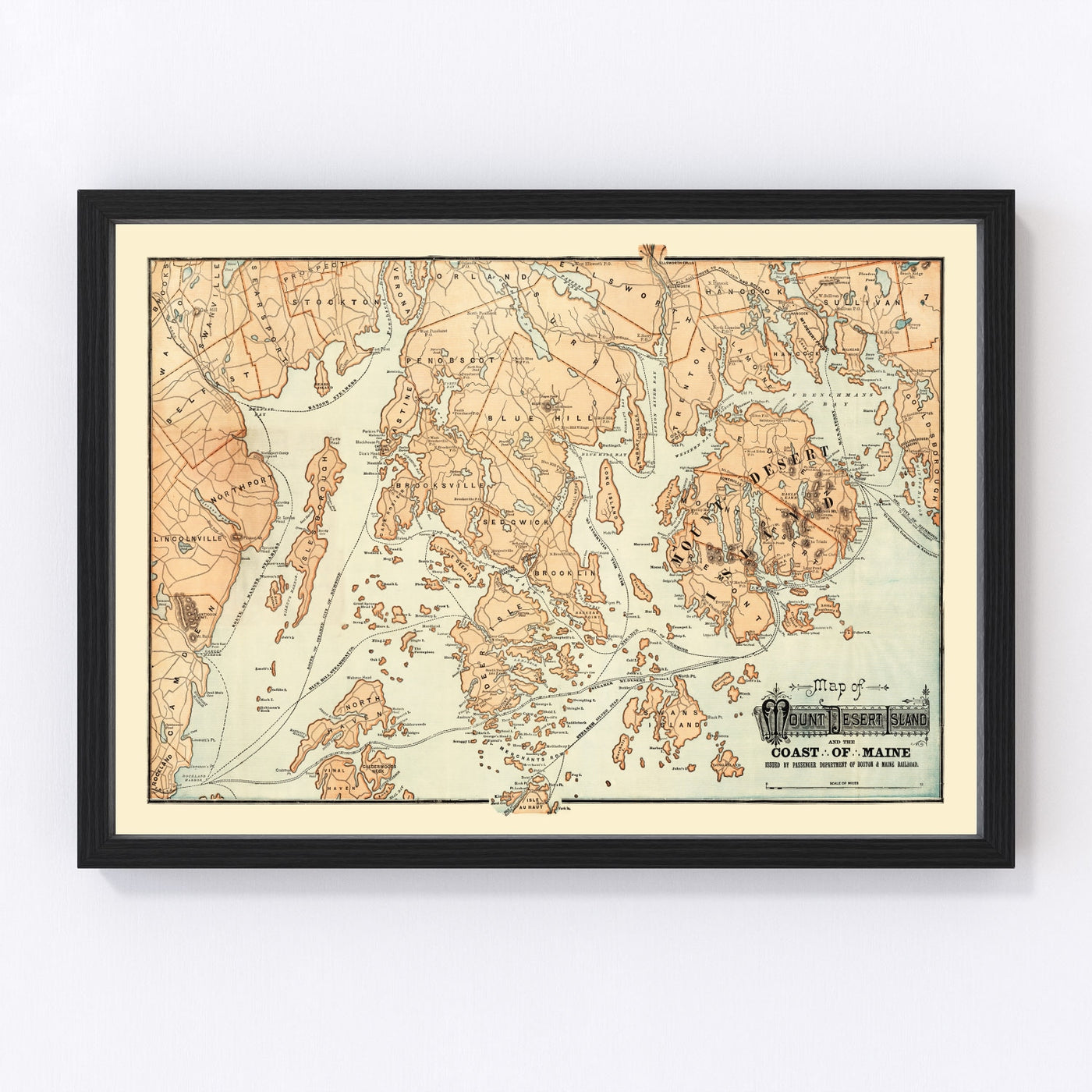 Mount Desert Island Vintage Map 1890