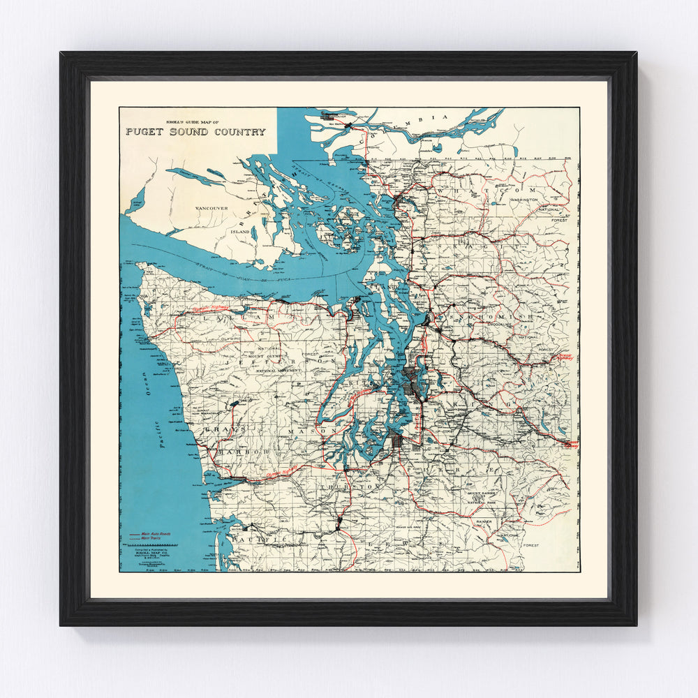 Puget Sound Vintage Map 1919