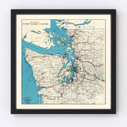 Puget Sound Vintage Map 1919