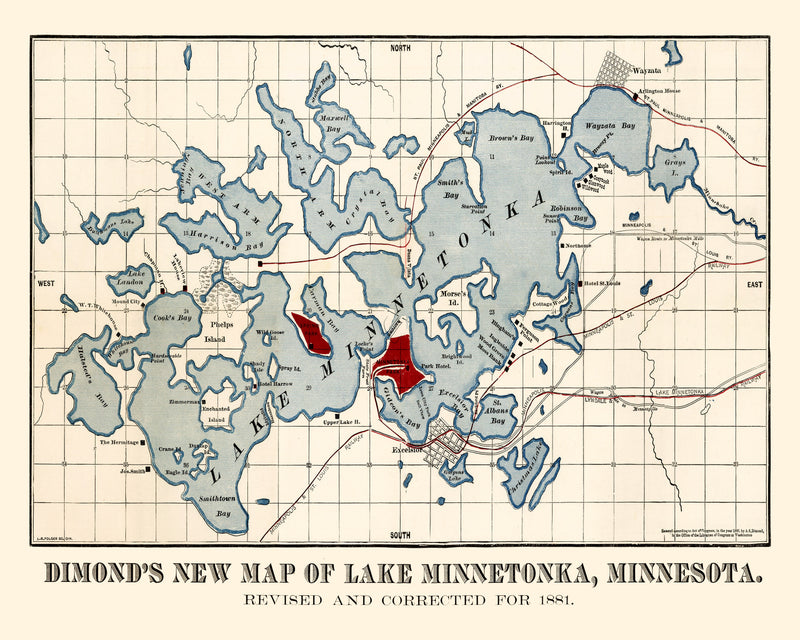 Size comparison using Vintage Map of Lake Minnetonka, 1881