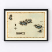 Azore Islands Vintage Map 1823