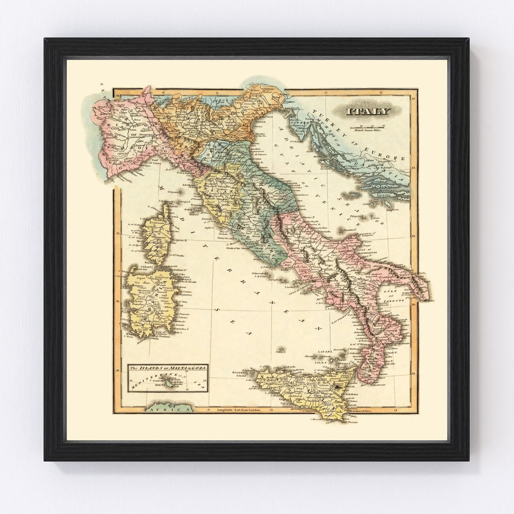 Italy Vintage Map 1823