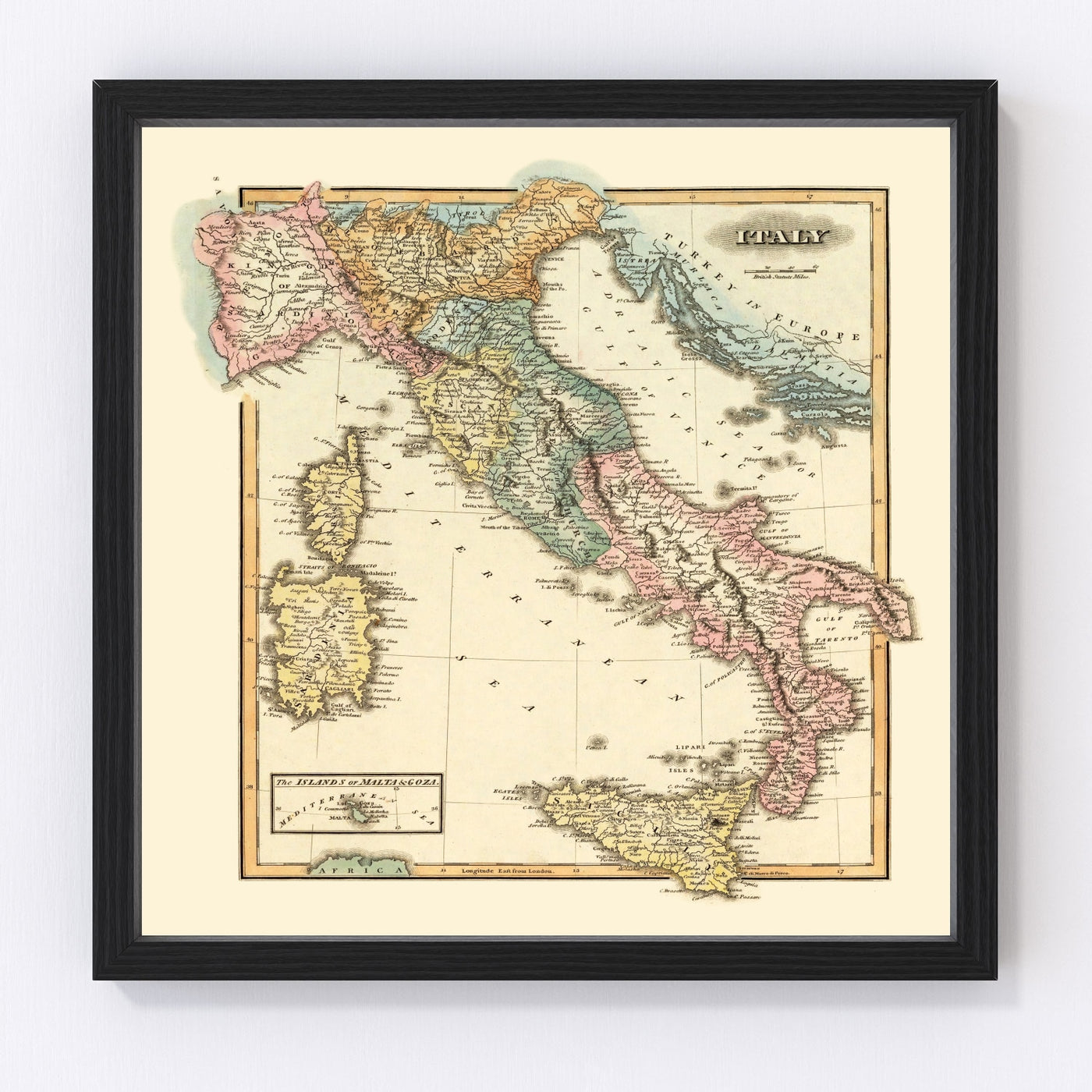 Italy Vintage Map 1823