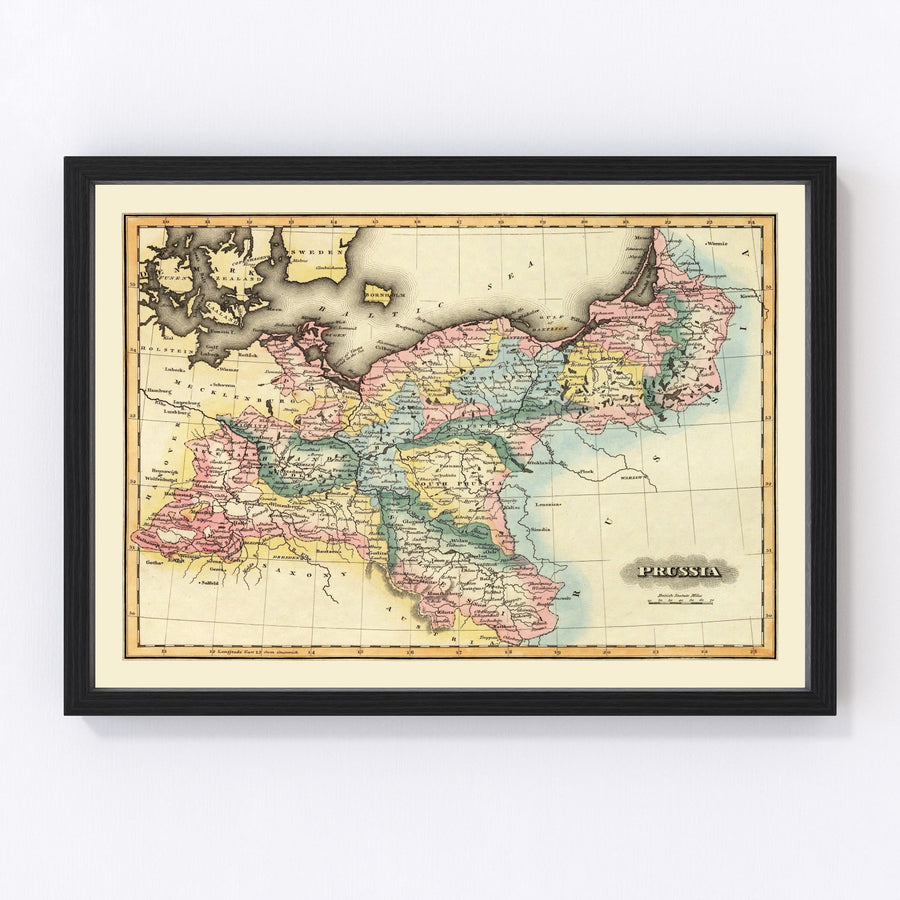 Vintage Map of Prussia 1823