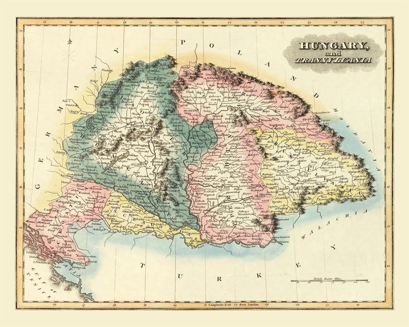 Size comparison using Vintage Map of Hungary 1823
